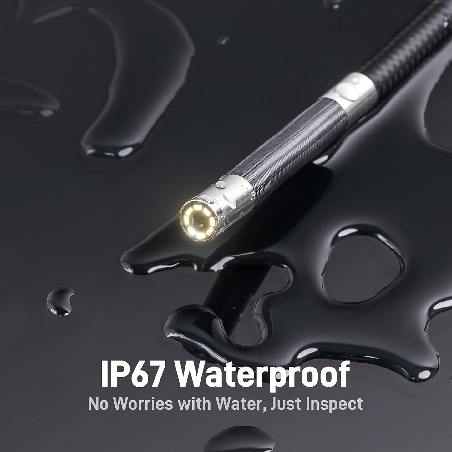 Teslong Articulating Borescope for Mechanic Automotive HVAC Wall Inspection | 2.0MP HD Endoscope, 8 LED Lights, Two-Way 210°, 4.5" IPS Screen, 32GB, IP67 Waterproof, Semi-Rigid Gooseneck, Carrying Case