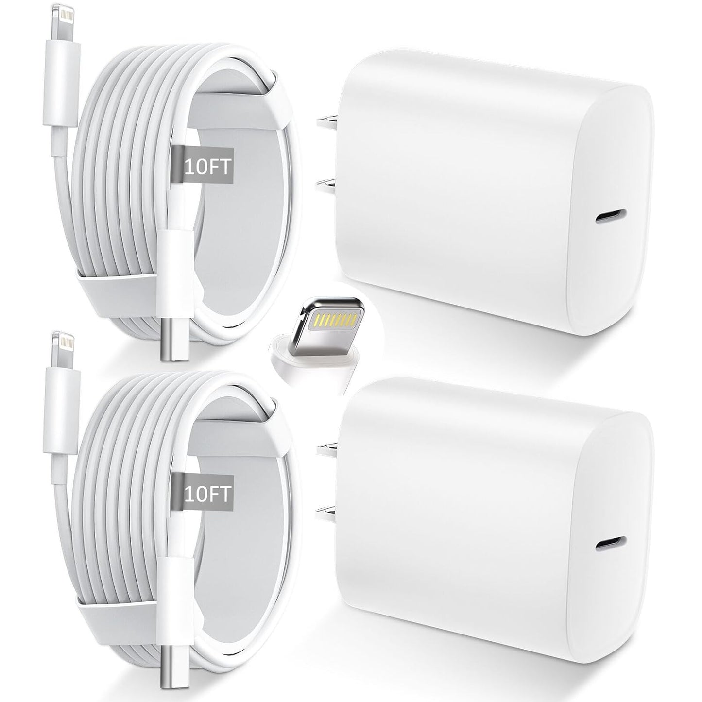 iPhone 14 13 12 11 Charger Fast Charging 20W USB C Charger Type C Charger Fast Charging Block with 10FT Long USB C to Lightning Cable for iPhone 14/13/12/12 Pro Max/11/Xs Max/XR/X,AirPods Pro,2 Pack