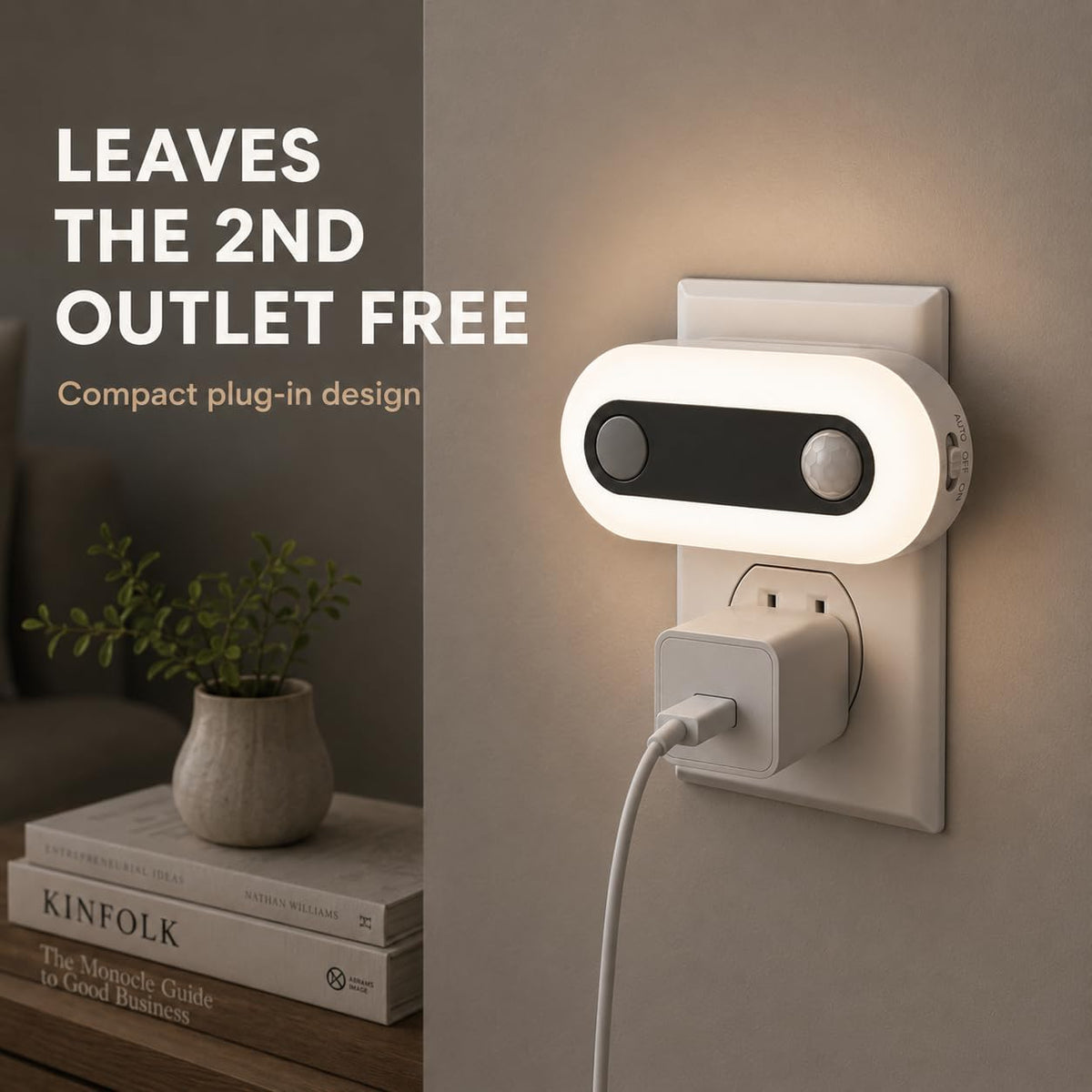 Plug in Night Light with Motion Sensor and Dusk to Dawn