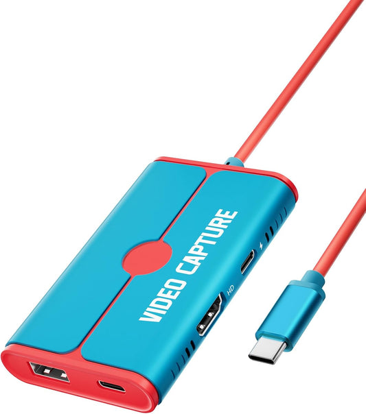Lemorele USB‑C Video Capture Dock with HDMI Loop‑Out, 1080P@60Hz, 100W PD Charging, Plug and Play for Nintendo Switch/Steam Deck/Phones/Tablets, OBS Compatible