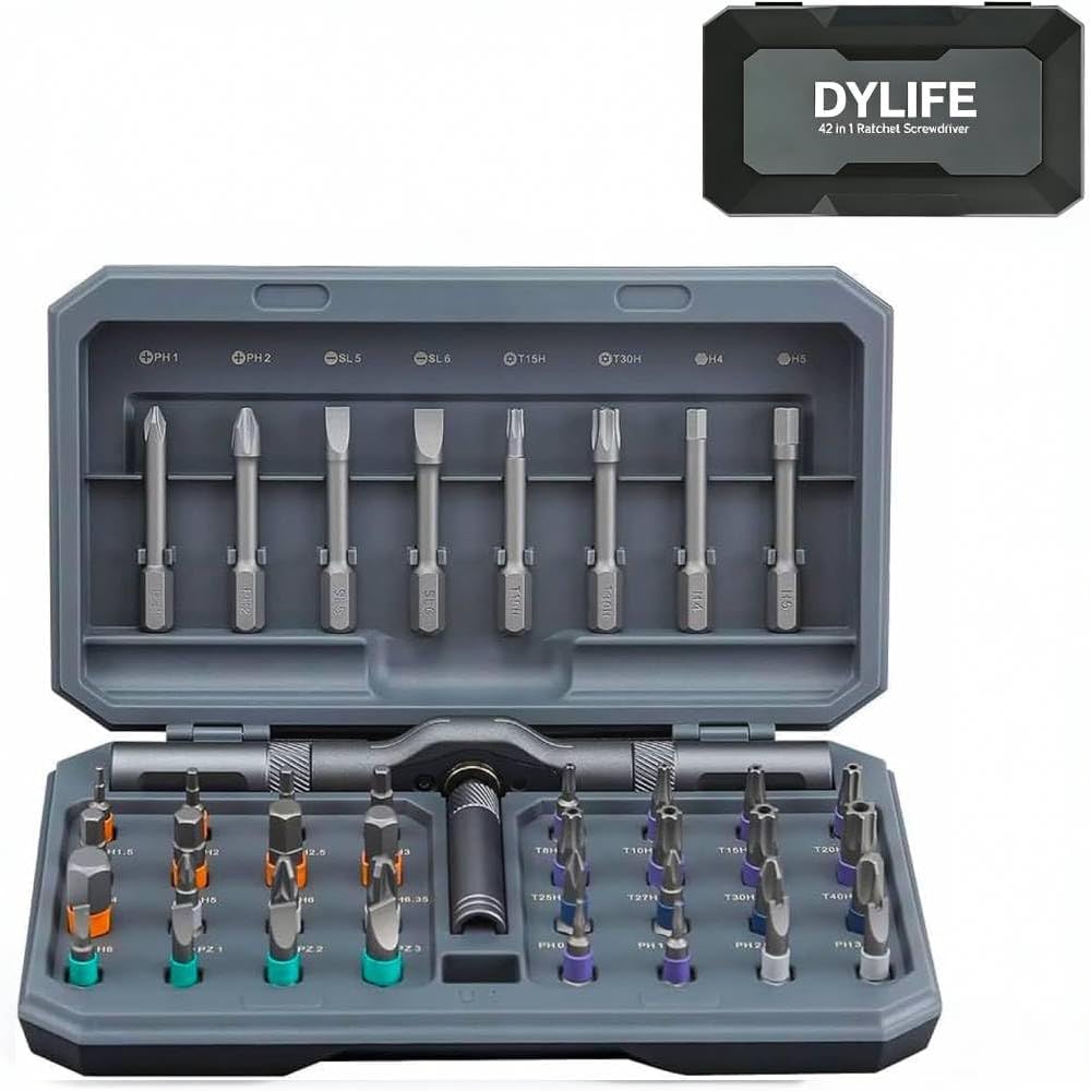 DYLIFE 24 in 1 Magnetic Screwdriver Set, DIY Ratchet Mini Removable Self-Assembly Precision Screwdriver Tool Kit, Magnetic DIY Precision Tool Kit with Variety Head Styles for PC/Mobile/Watch/Bicycle