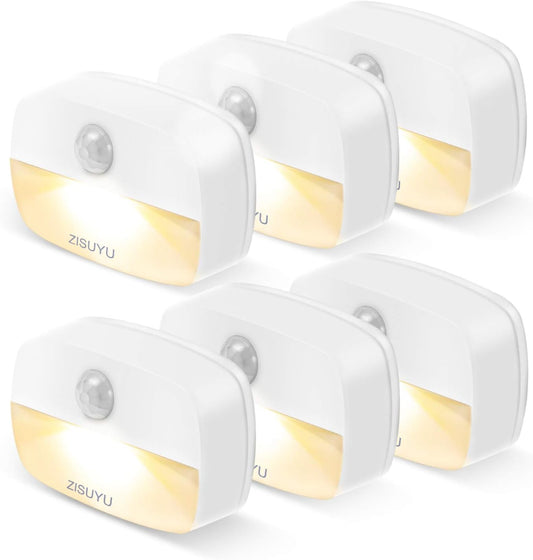ZISUYU 6-Pack Mini Motion Sensor Night Light Indoor Battery Operated