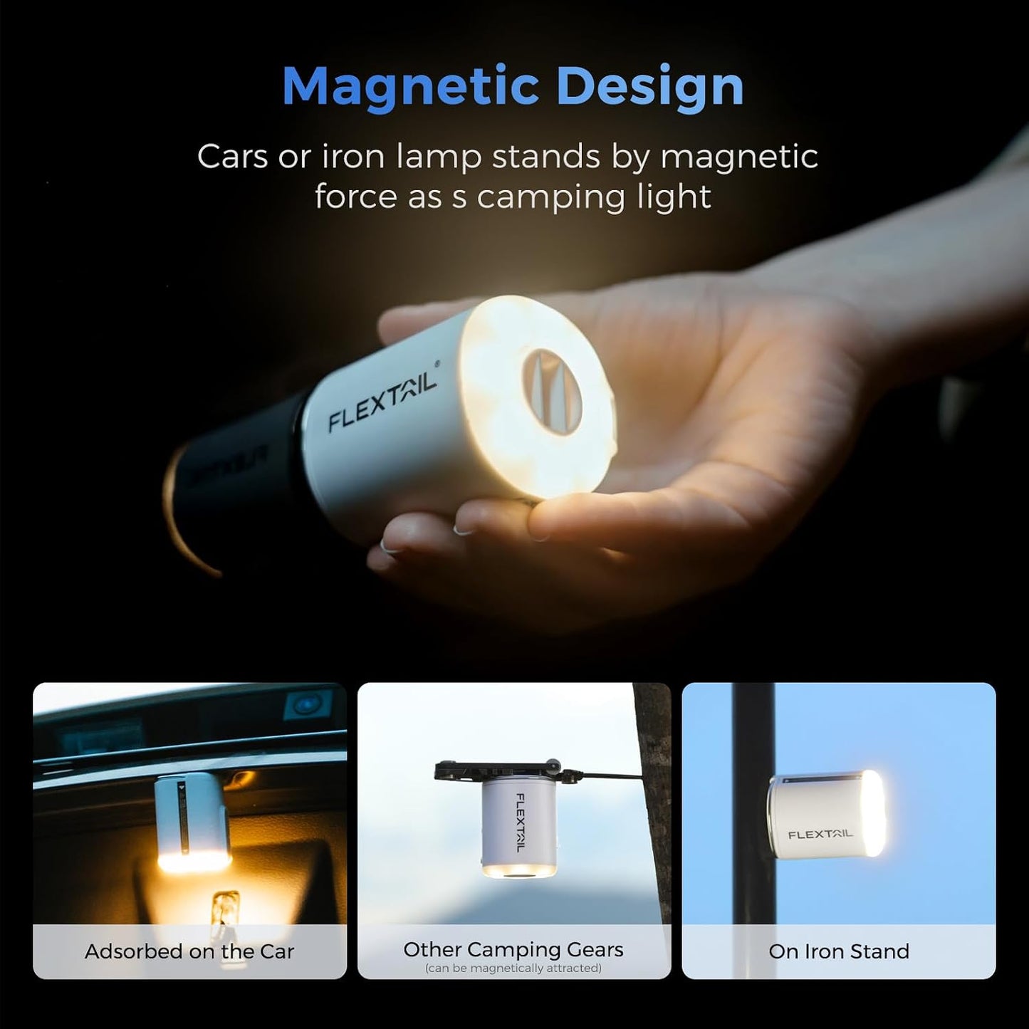 FLEXTAILGEAR Portable Air Pump with Camping Lantern Tiny Pump 2X 4kPa Air Pump for Inflatables Rechargeable Air Mattress Pump with Magnetic Design for Sleeping Pads, Pool Floats, Swimming Rings(OG)