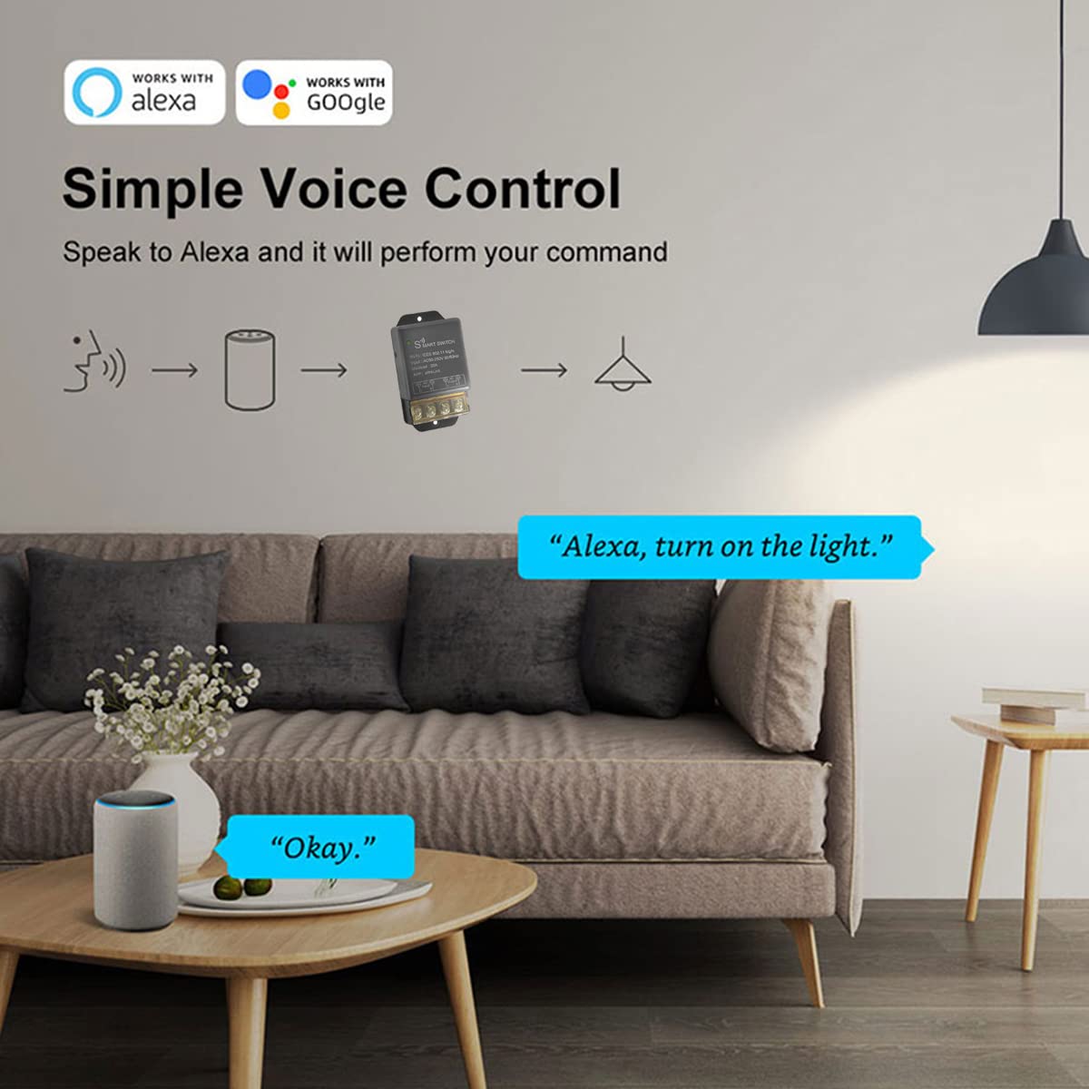 30A High Power WiFi Wireless Smart Switch | DIY Relay Module for Smart Home Automation, ewelink APP remote control, Timer, Works with Amazon Alexa & Google Home