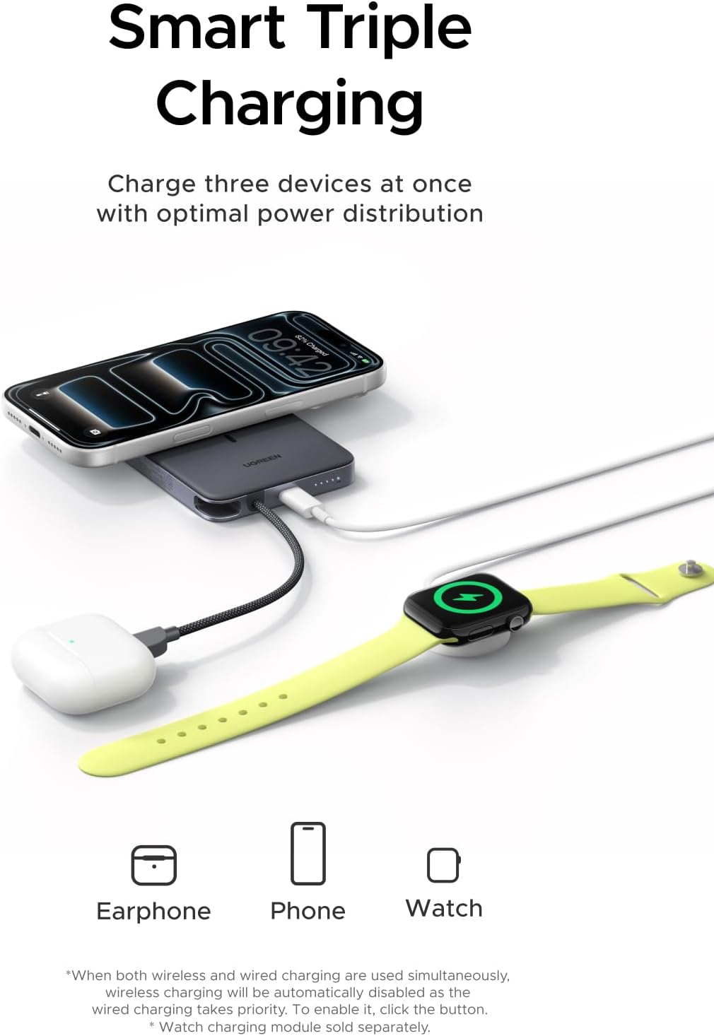 UGREEN Magflow Air 10000mAh Qi2 15W Wireless Power Bank Built-in Cable | Built-in USB-C cable, 30W PD, Qi2 15W wireless. MagSafe compatible. Ultra-slim for iPhone 17/16/15/14 Pro Max