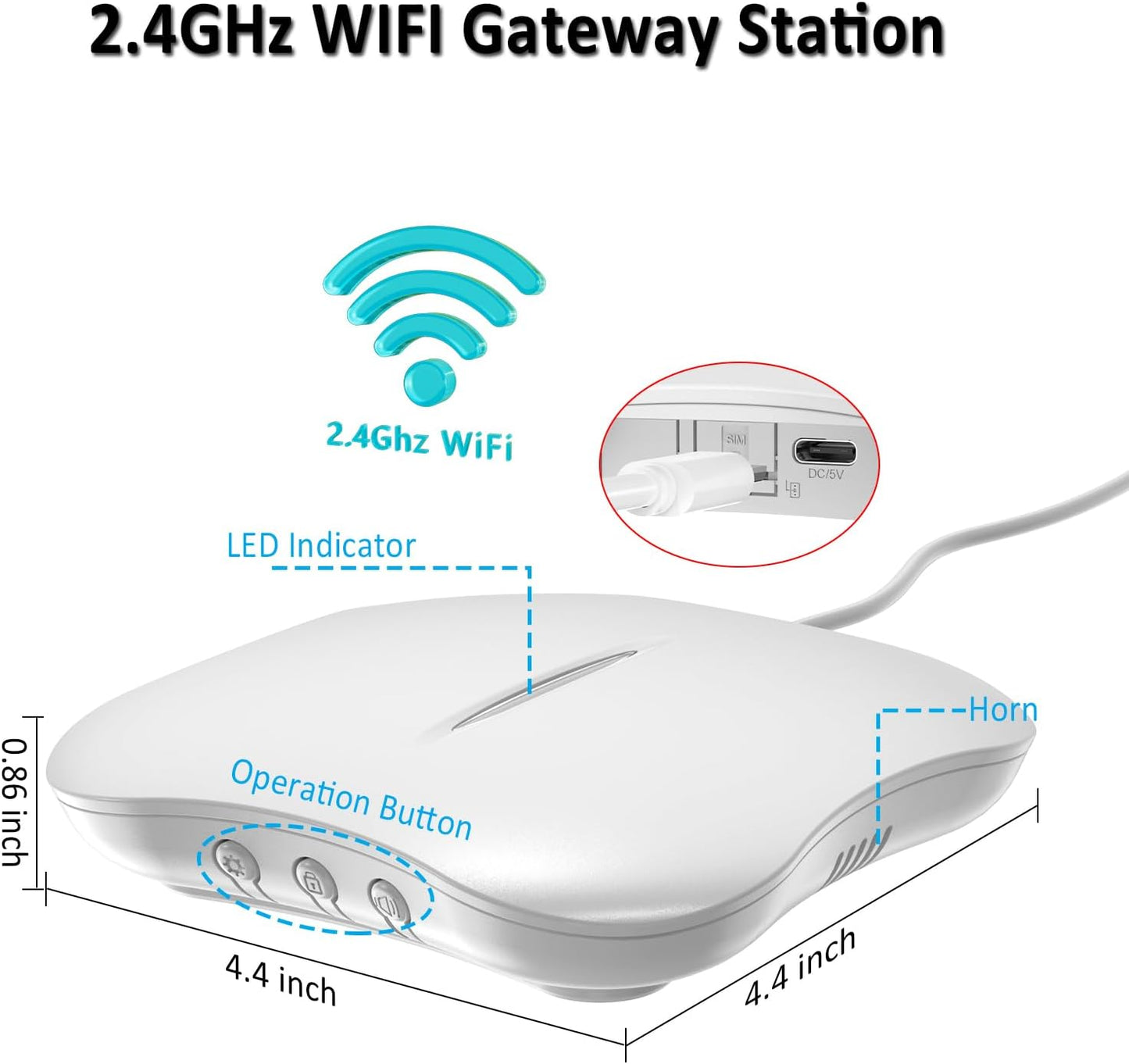 Bundle: Water Leak Sensor 7 Pack with 1x 2.4Ghz WiFi Gateway Base Station, App Notification, Adjustable Volume, Water Flood Detector for Home/Basement/Toilet/Laundry Room, Sink/Drain/Pipe/Faucet