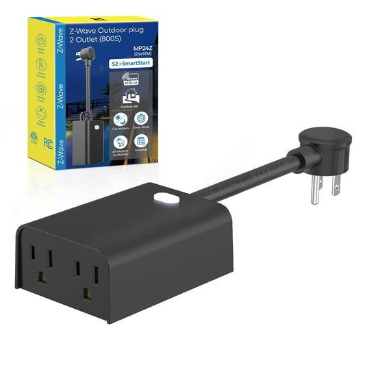 Minoston 800 Series Z-Wave Plug, Outdoor Zwave Smart Plug with 2 Individual Outlets, Waterproof Z-Wave Smart Outlet for Christmas Lights Compatible with SmartThings, Alexa, Zwave Hub Required (MP24Z)