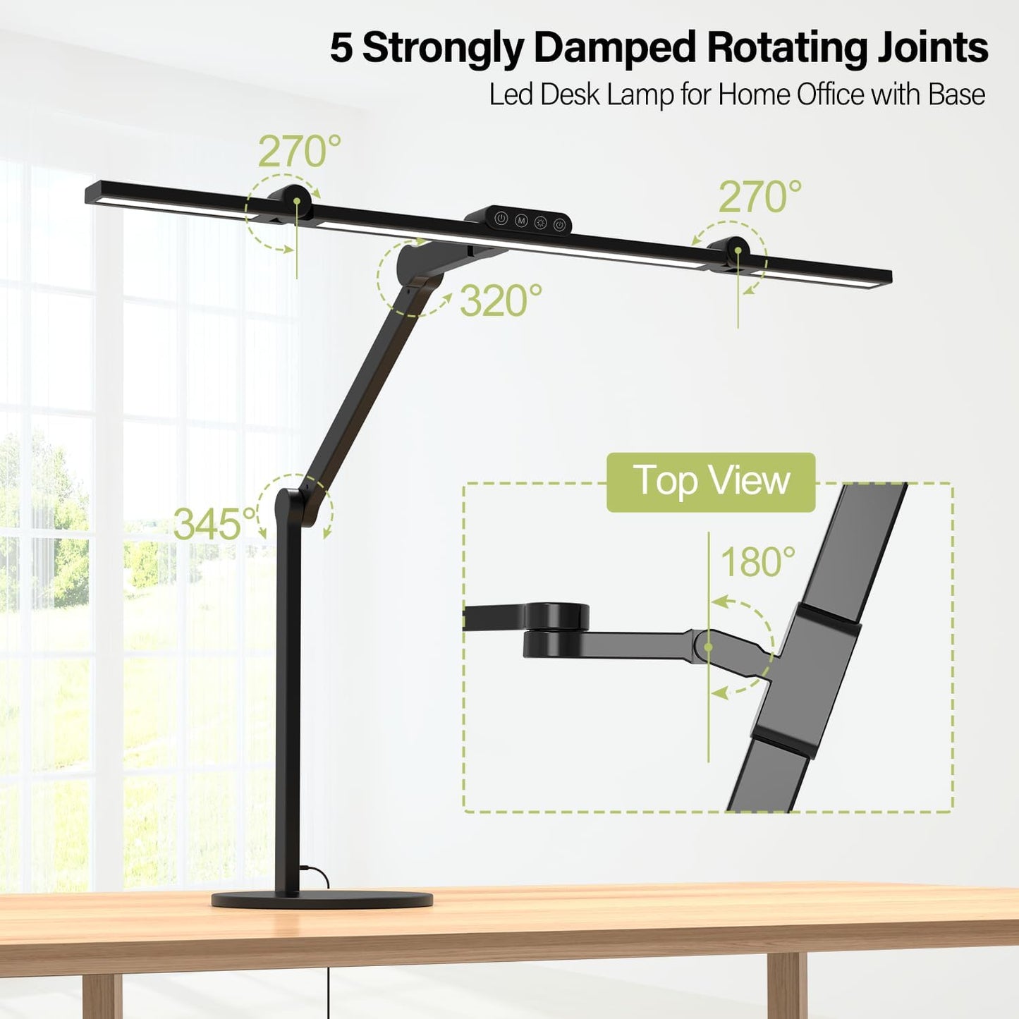 Architect Desk Lamp with Remote Control, Adjustable Led Desk Light for Home Office with Base, 24W Bright Auto Dimming Table Light Rotatable Office Lamp with Swing Arm for Computer Cafting