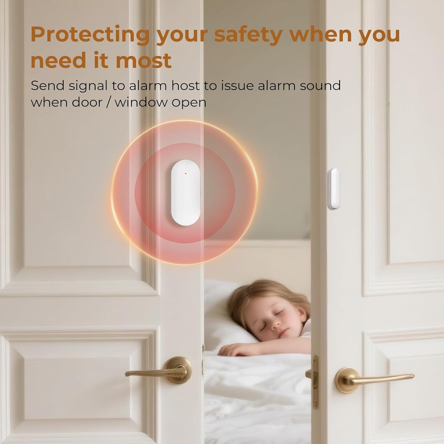Wireless Door Window Sensor Alarm for Kids Safety, Door Sensors Replacements,Alarm Host/Siren Required（Wireless 433MHz Connection (4 Pack)