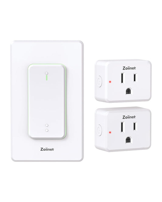 Zoiinet 2-Gang Remote Control Outlet Plug Switches, Upgrade Dual Switch Design, Removable Double Wireless Light Switches, No Wiring No WiFi, 300 ft, 15A/1500W, Expandable, for Household Appliances