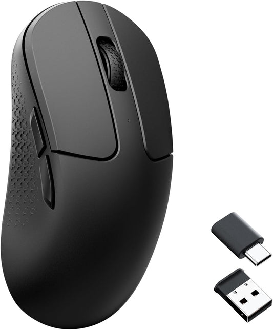 Keychron M3 Mini Wireless Optical Mouse, Bluetooth 5.1/2.4 GHz/Wired Gaming Mouse, Programmable PixArt 3311 Sensor with up to 26,000 DPI/ 650 IPS, Lightweight Ergonomic for Windows Mac Linux - Black