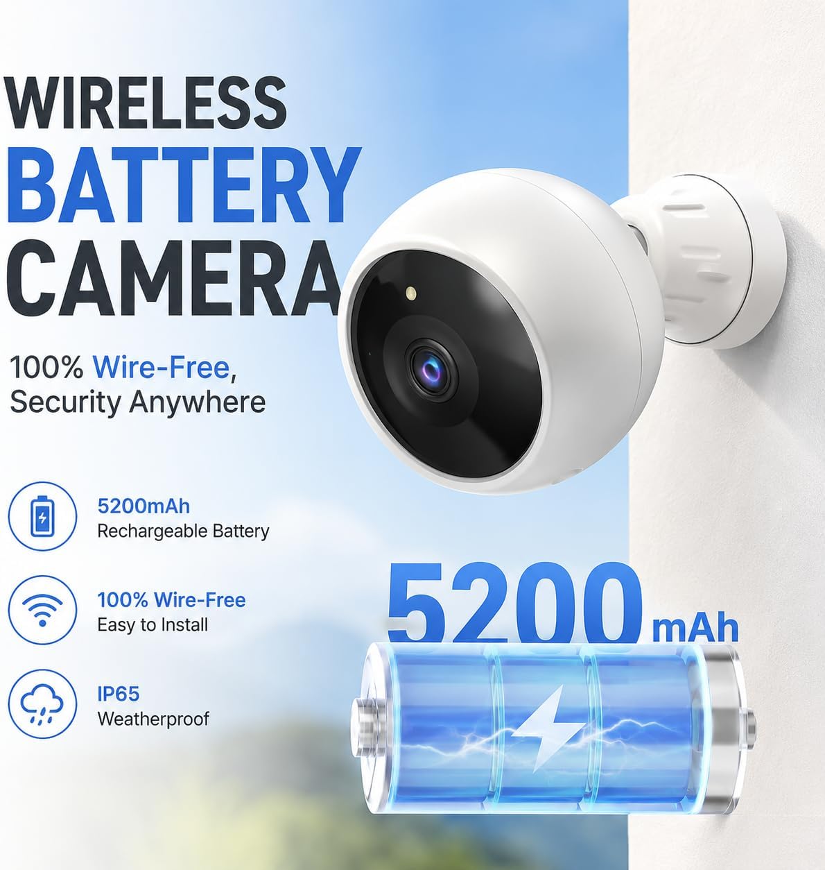 Security Cameras Wireless Outdoor, 2K Camera for Home Security
