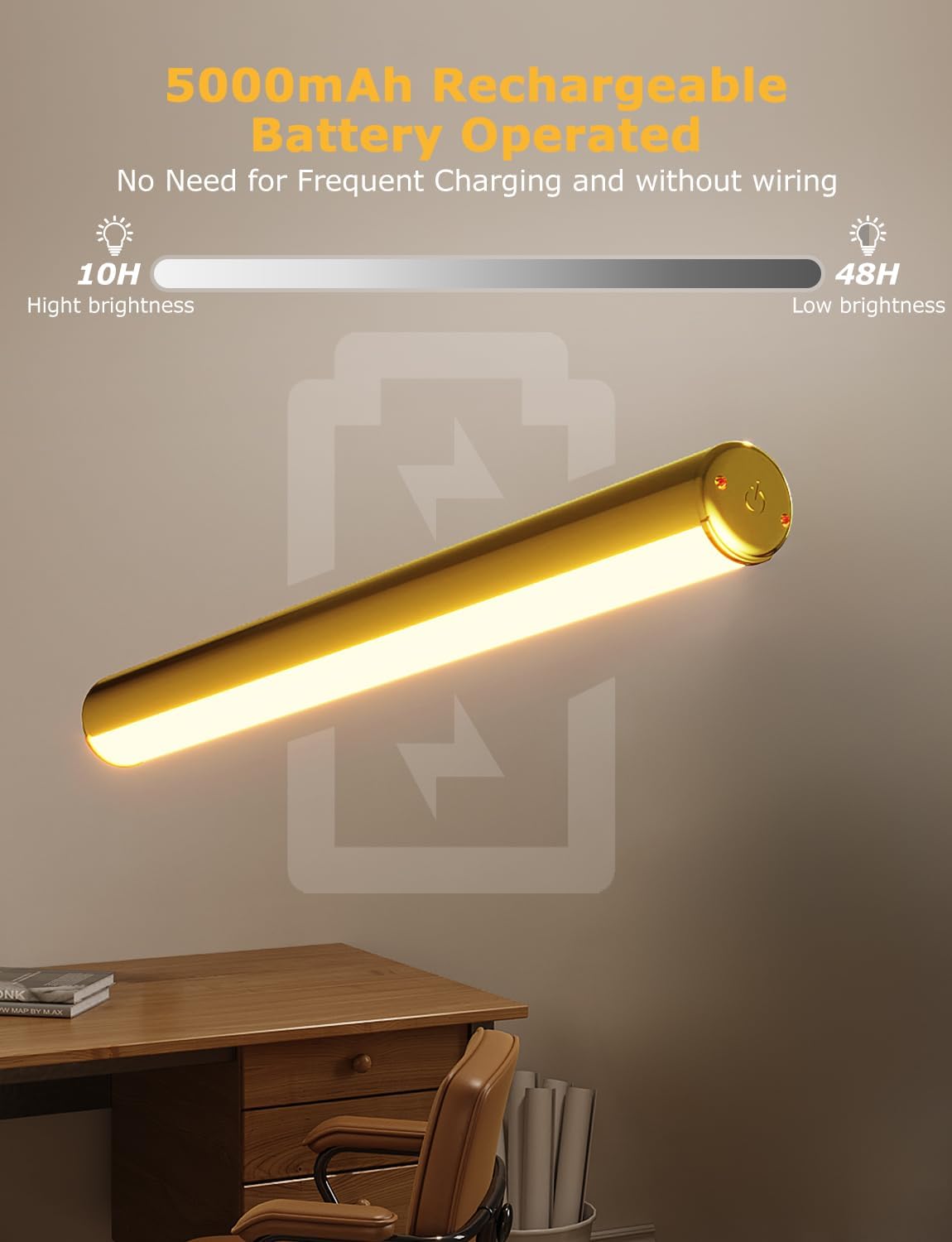 13" Wireless Picture Lights for Wall, Rechargeable Art Light, 2Pack Gold
