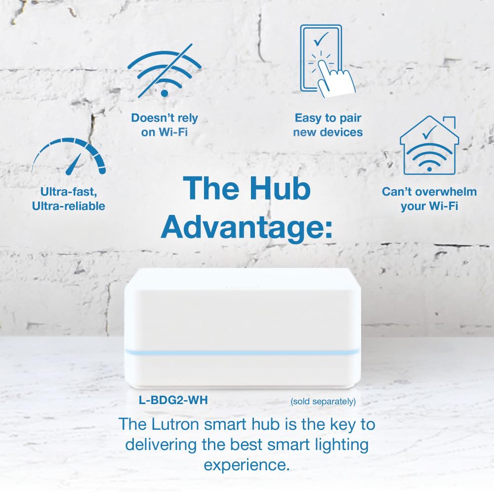 Lutron Caseta Diva Smart Dimmer Switch (Smart Hub Required), No Neutral Req | For Caseta systems, no neutral required, soft glow light bar, single-pole/3-way, DVRF-6L-BL, Black