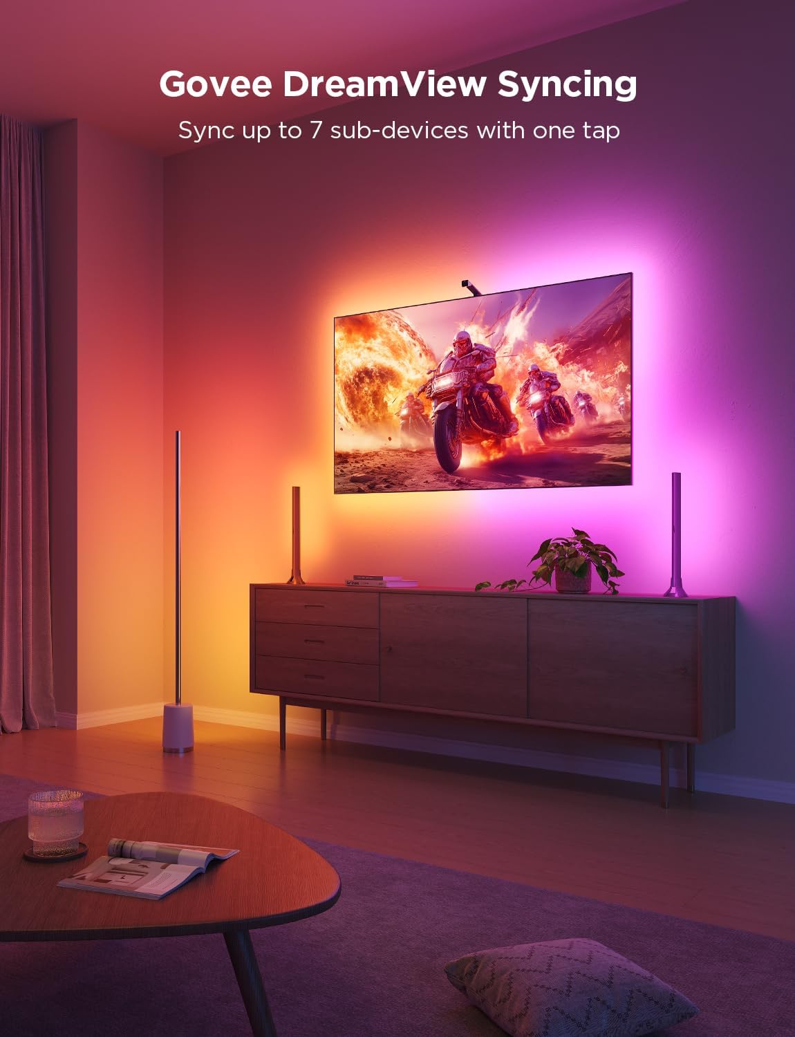 Govee TV Backlight 3 Lite, 7.8ft LED Strip Lights Sync with 40-50 Inch TVs | Upgraded Camera with Fish-Eye Correction Function, RGBICW Screen Sync Lighting, 4 Colors in 1 Lamp Bead, Voice & APP Control