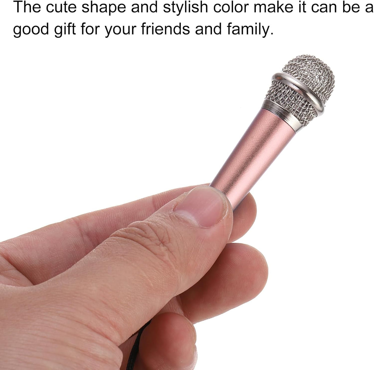 MECCANIXITY 3Pcs Mini Microphone Tiny Microphone Portable Microphone with Earphone for Singing Voice Recording Video for Phone Silver, Rose Red, Black