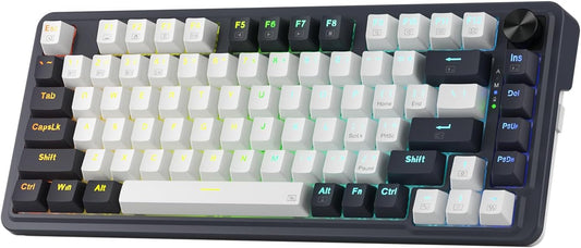 Redragon K673 PRO Wireless 81-Key RGB Gasket Gaming Keyboard, Scroll Knob | Multi-Function Control Wheel, 0-Delay Tri-Mode, Cushioned 5-Layer Noise Dampening for Creamy Thocky Sound, Compact 80% Size