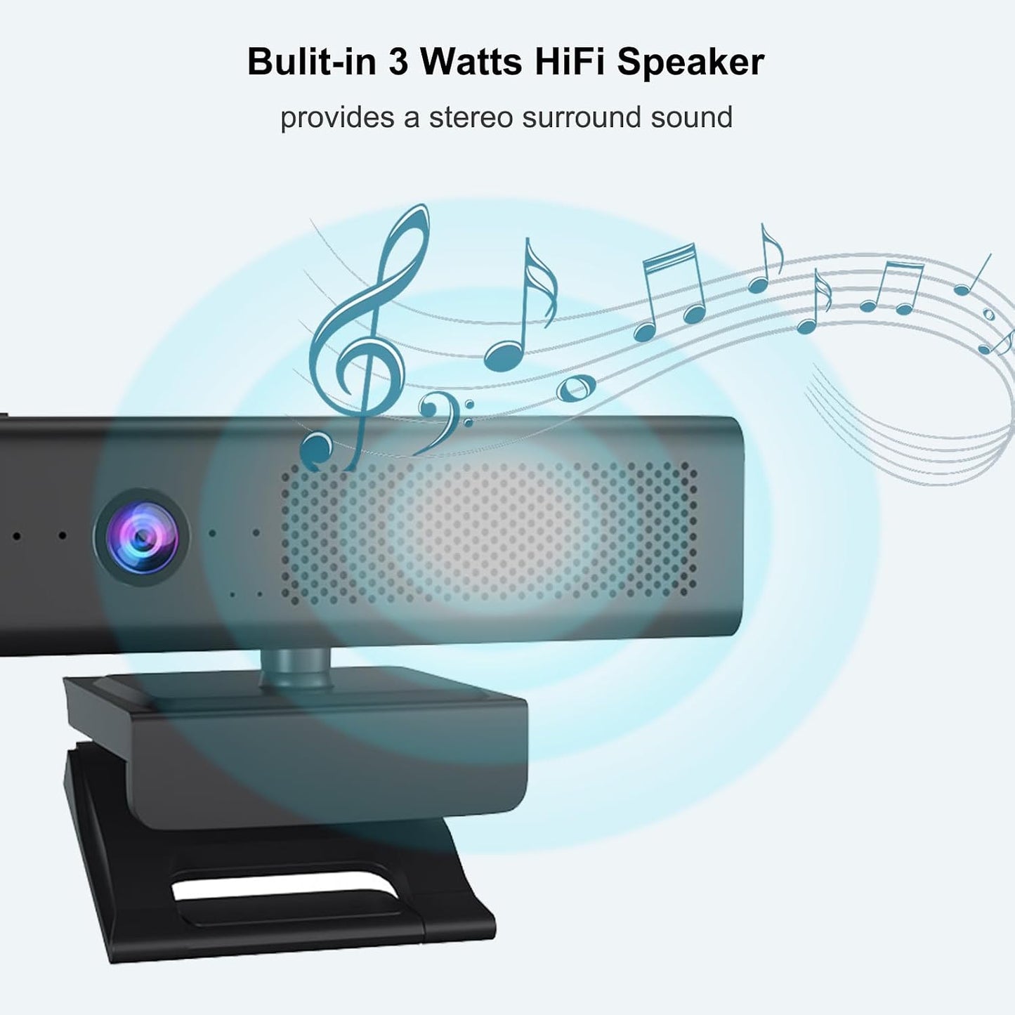 Full 1080P HD 3-in-1 Webcam: Camera and Speaker for Desktop Computer with Built-in 4 Microphones, External USB Web Cam with Magnetic Privacy Cover and Mute for Laptop, Streaming, Conference