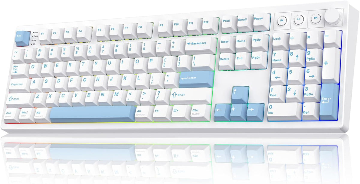 MechLands Vibe108 Full Size Mechanical Keyboard w/Knob, Multimedia Button