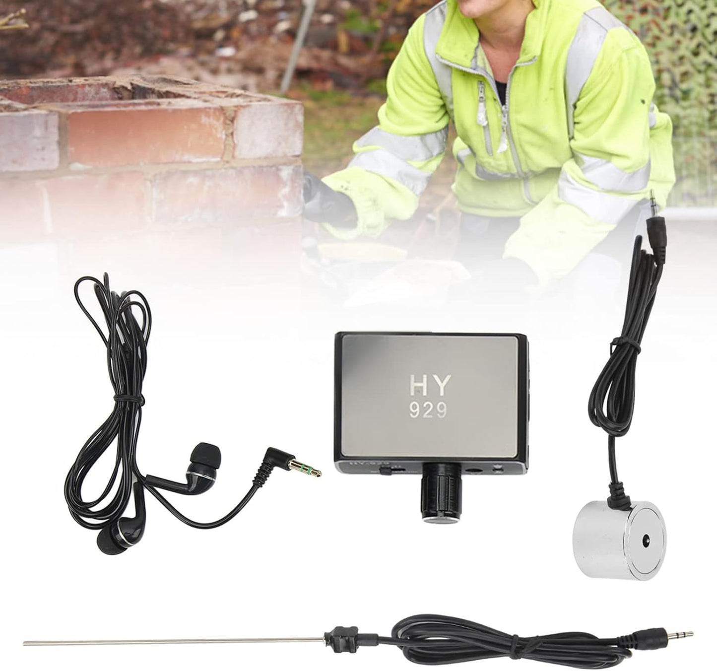 Water Leakage Detector, 20000X Audio Magnification Underground Water Pipe Leakage Monitor -70D db Dual Probe Water Pipe Leak Sound Intensifier Underground Water Search Machine with Earphone(US)