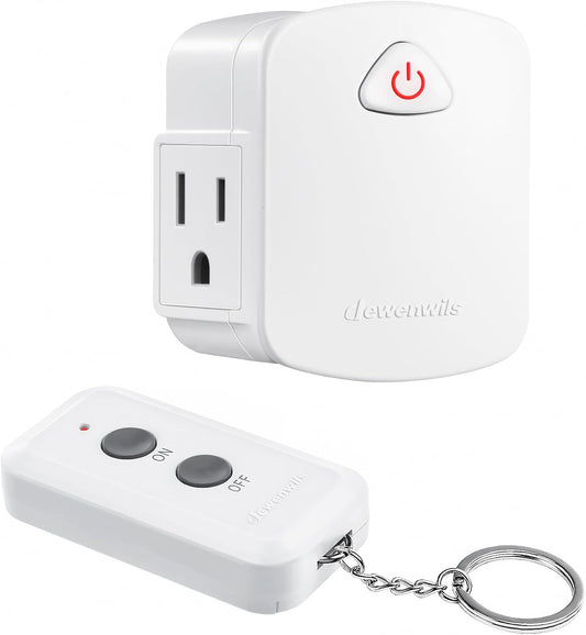 DEWENWILS Remote Control Outlet, Compact Side Plug | 15A/1875W, 100FT Long Range, Upgraded Version Wireless Remote Light Switch for Lamp, Household Appliances, ETL Listed, White