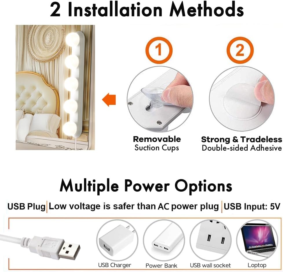 Makeup Light,Portable Led Vanity Lights | 3 Colors Lighting Mode Adjustable & Dimmable for Vanity Table Dressing Room Mirror