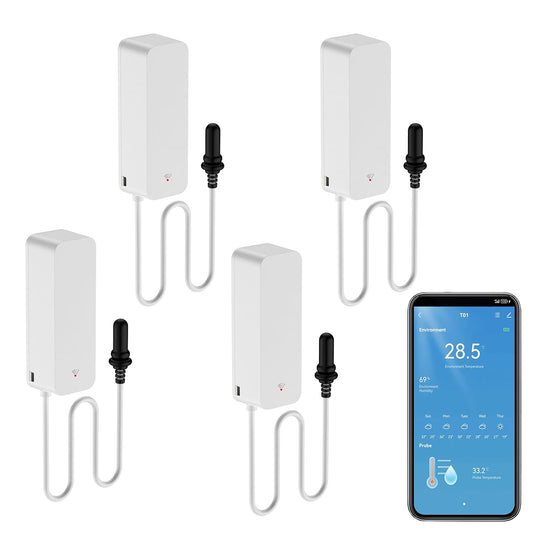 Zigbee Refrigerator Thermometer:App Notification, Data Record Export, Fridge Thermometer with Probe for Refrigerator, Freezer, Hot Tub.Hub Required