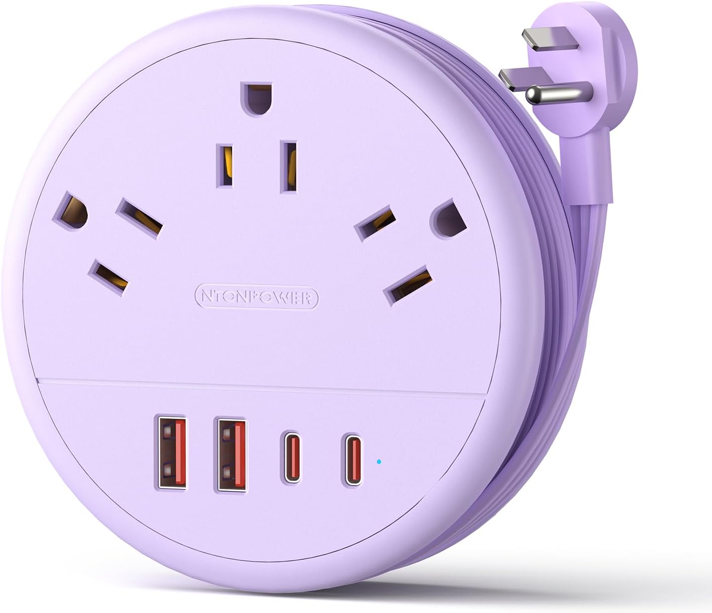 NTONPOWER Travel Power Strip, Travel Essentials, Cruise Essentials 2026 | Cruise Approved Power Strip, 3 Outlets 4 USB Ports(2 USB C), 4FT Wrapped Around Cord, Beach Vacation Essentials, Travel Gift