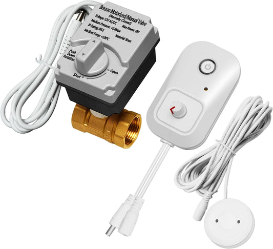 Water Leak Detector for Home, for 3/4-Inch Diameter Pipe | Water Alarm Leak Detector with Automatic Shutoff, Includes Leak Sensor and Water Valve, Protect Your Home from Water Damage