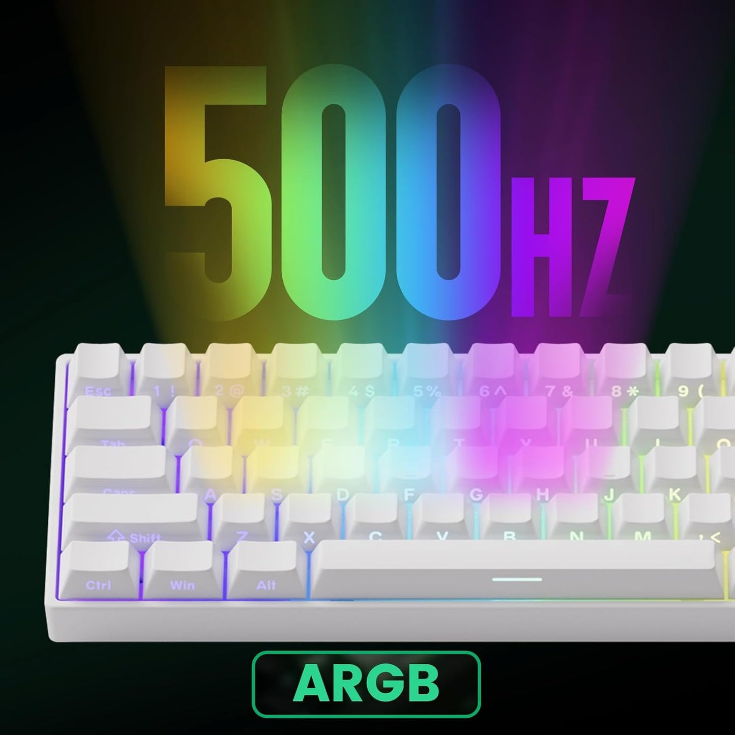 MONSGEEK FUN60 Pro Rapid Trigger Gaming Keyboard 16k Scan Rate SP Magnetic Switch HE Keyboard Wired 60% White Shine-Through (Glare Magnetic Switch)