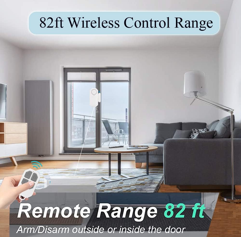 Door Window Alarm When Opened for Home Security with Remote, Wireless Door Sensor Alarm for Kids Safety with Adjustable Volume ( 6Pcs Sensor +2Remote)