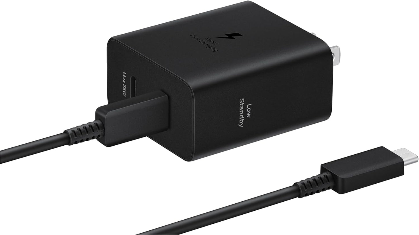 Samsung 50W Duo Power Adapter Wall Charger, 2 Ports, Cable Included, Black | Super Fast Charging 2.0 for Galaxy Phones, Tablets, USB Type C Devices, Low Standby Power Consumption, EP-T5020XBEGUS