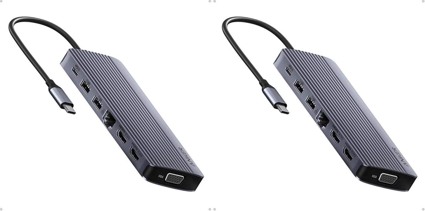 Anker Laptop Docking Station 3 Monitors, 14in1 USBC Hub with Triple Display | Dual 4K HDMI USB C Docking Station, VGA, 80W Max PD, USBA and USBC Data Ports, for Dell XPS and More (Charger Not Included)