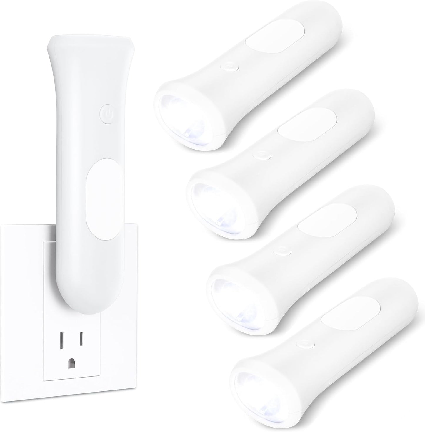 ROSSEX 4 in 1 Emergency Lights for Home Power Failure, 4 Pcs Rechargeable LED Flashlight Plug in Wall, Automatic Turn-On Power Outage Night Light Flashlight for Hurricane Preparedness Items