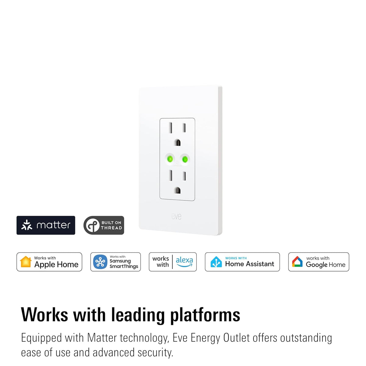 Eve Energy Outlet (Matter) 3-Pack – Smart Outlet & Power Meter | App & Voice Control, No Bridge, Thread, for Apple, Alexa, Google, SmartThings, requires Thread Router