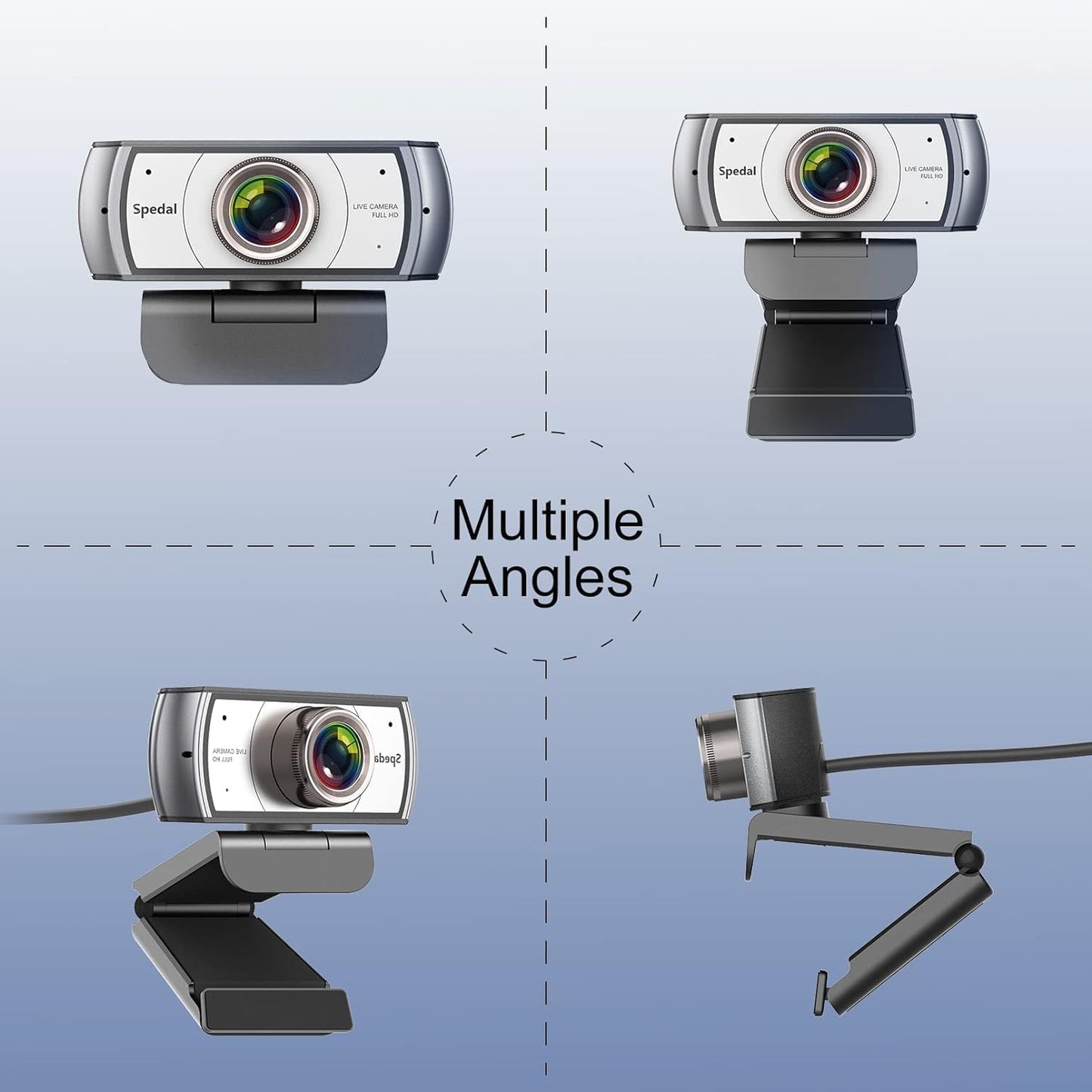 Wide Angle Webcam, 120 Degree Large View, Spedal 920 Pro Conference Camera | Full HD 1080P Video, Live Streaming Web Cam with Built-in Microphone, USB for Mac, PC, Laptop and Desktop