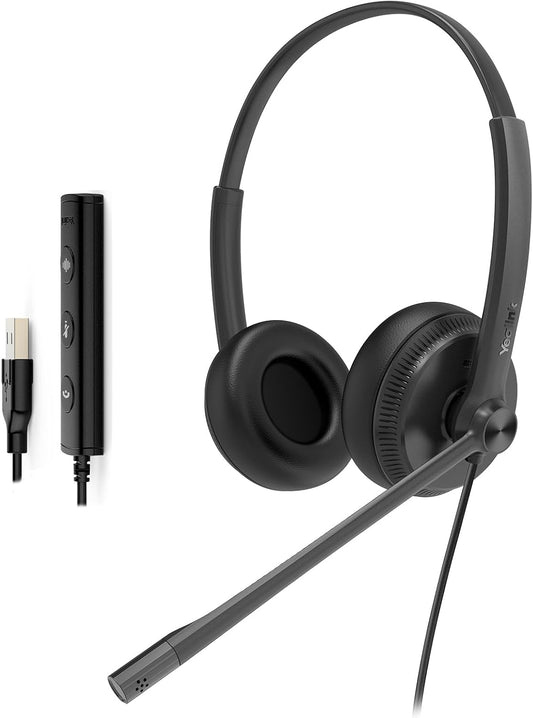 Yealink UH34 USB Wired Headset with Microphone for PC Laptop Desk Phone