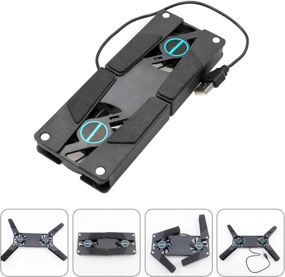 2PCS Laptop Cooler Pad with Dual Fans USB Powered Quiet Cooling Stand Anti-Slip Mat Compatible with All Laptop for Gaming and Work