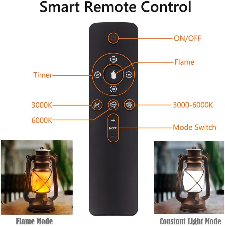 Marlrin USB Rechargeable Lanterns 2 Pack with Remote Control 4 Modes Lights | Vintage Hanging Lanterns Outdoor Waterproof LED Flickering Flame Light Outdoor Indoor Decor for Patio Porch Camping Halloween