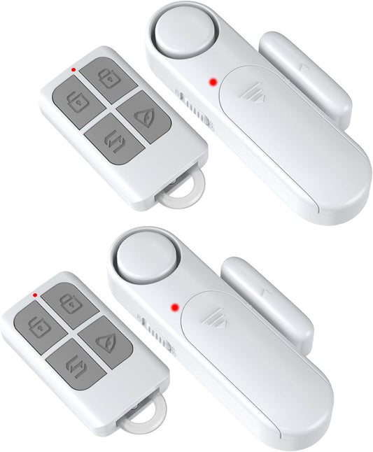 2-Pack Window and Door Alarms When Opened for Kids Safety/Dementia Safety/Home Security, Wireless Sliding Front Door Opening Sensor Alarm with Remote, 120dB Burglar Alert for House/Bedroom/Apartment