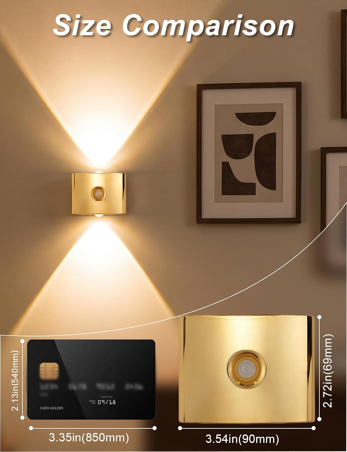 2 Pack Motion Sensor Wall Light Magnetic Rechargeable Wall Sconce