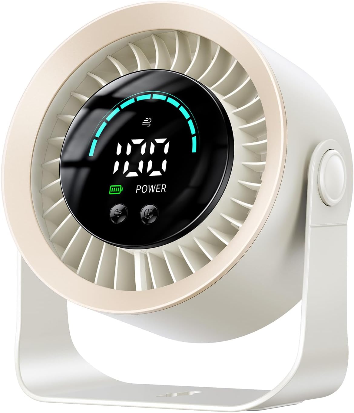 DIGIX Portable Desk Fan, 100 Speeds, 360° Rotation, USB Rechargeable | Quiet LED Display Table Fan with Wall Mount Design. Small Personal Cooling Fans for Home, Bedroom, Office & Travel, White