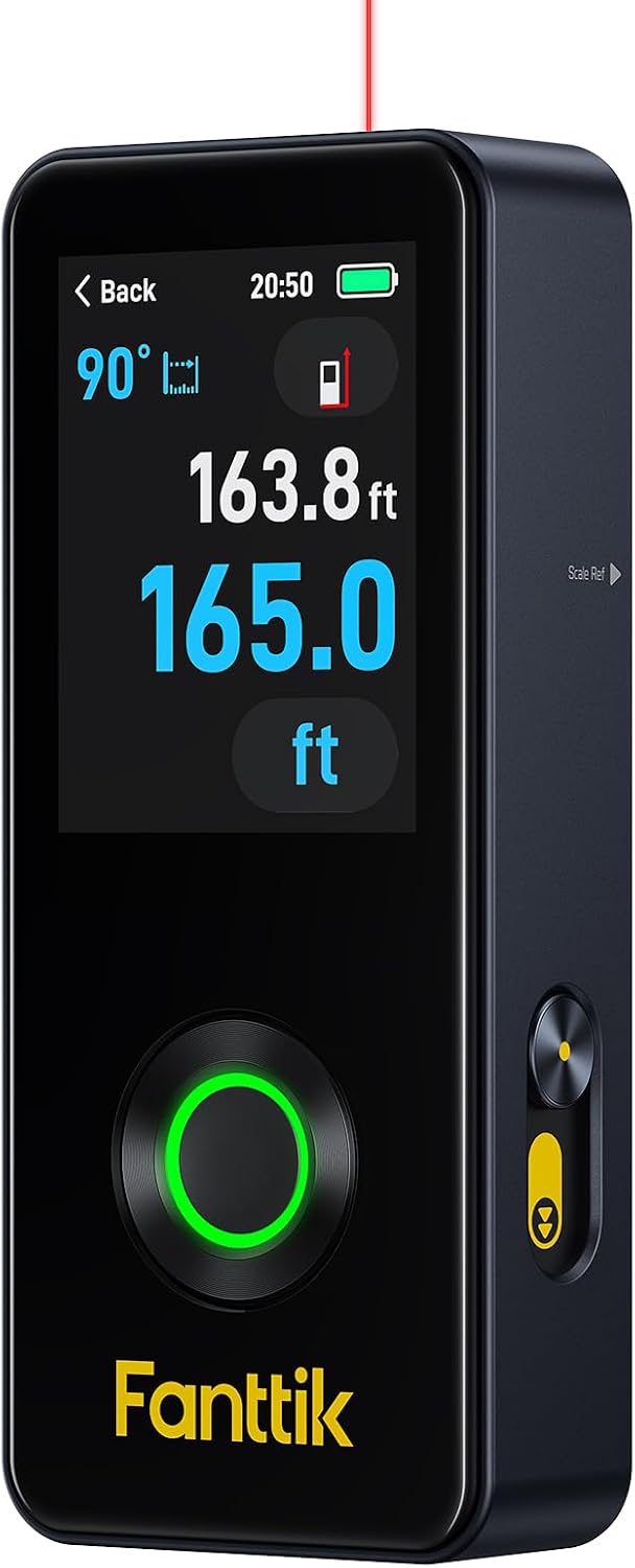 Fanttik Neo A11 Pro Laser Measure, Touch Screen, Angle Sensor, Bubble Level | 165Ft Laser Measuring Tool, Color Display, Distance Area Volume Measuremen, Data Storage, Type-C Rechargeable for Home DIY