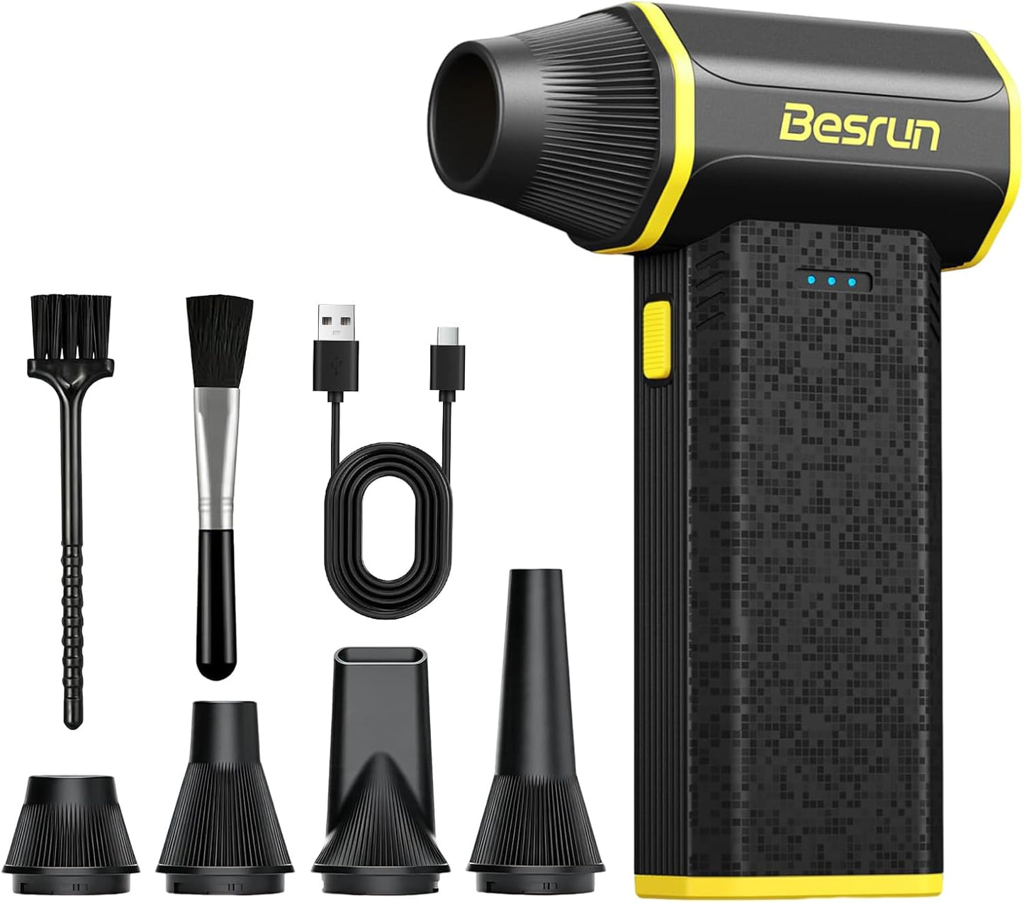 Electric Air Duster - 110,000 RPM Compressed Air Duster, 120W Cordless Air Blower for Computer Keyboard，House, Outdoor & Car, 3-Speed Rechargeable Mini Turbo Fan, Type-C Fast Charge (X113)