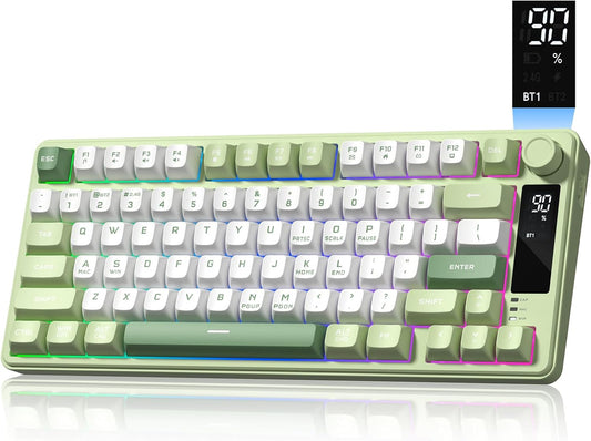 Womier DK75 75% Wireless Gaming Keyboard, Creamy Computer Keyboards, Green