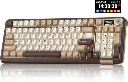 SOLAKAKA A99 Pro Mechanical Keyboard with LCD Screen & Metal Knob, Wireless Gaming Keyboard with BT5.0/2.4GHz/USB-C, Hot Swappable Creamy Keyboard, Gasket Structure, RGB Backlit, for Win/Mac