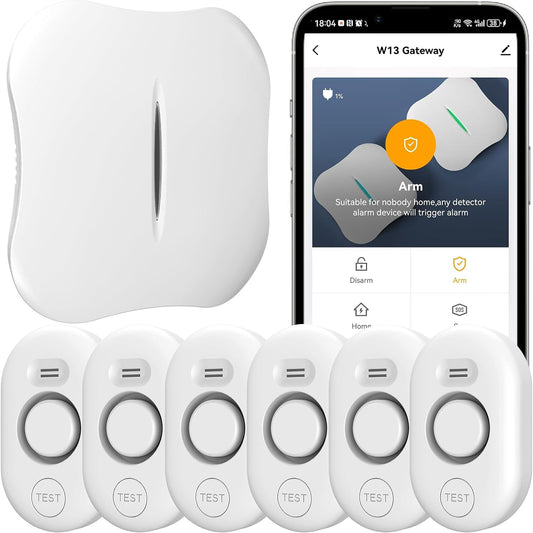 WiFi Water Leak Detector for Home with App Alert, 2.4Ghz Gateway + 6 Sensor | 120dB Water Flood/Drip Alarm for Basement/Kitchen/Bathroom/Toilet/Laundry Room,Under Sink/Pipe/Faucet Leakage Detection