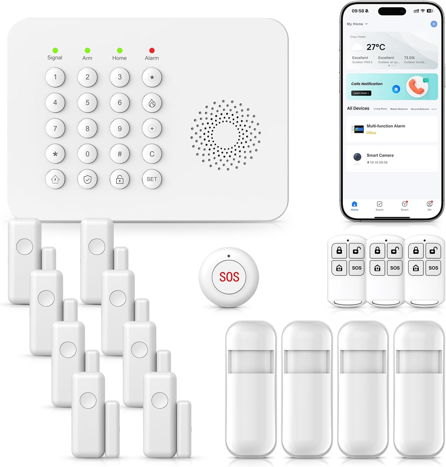 2026 WiFi+GSM/4G Home Security System with Instant Smart Life or Tuya App Real-Time Alert,Door & Window Alarms for Home for Apartment,Kids Safety,Office,NO Monthly Fees,SOS Button,Remote Control