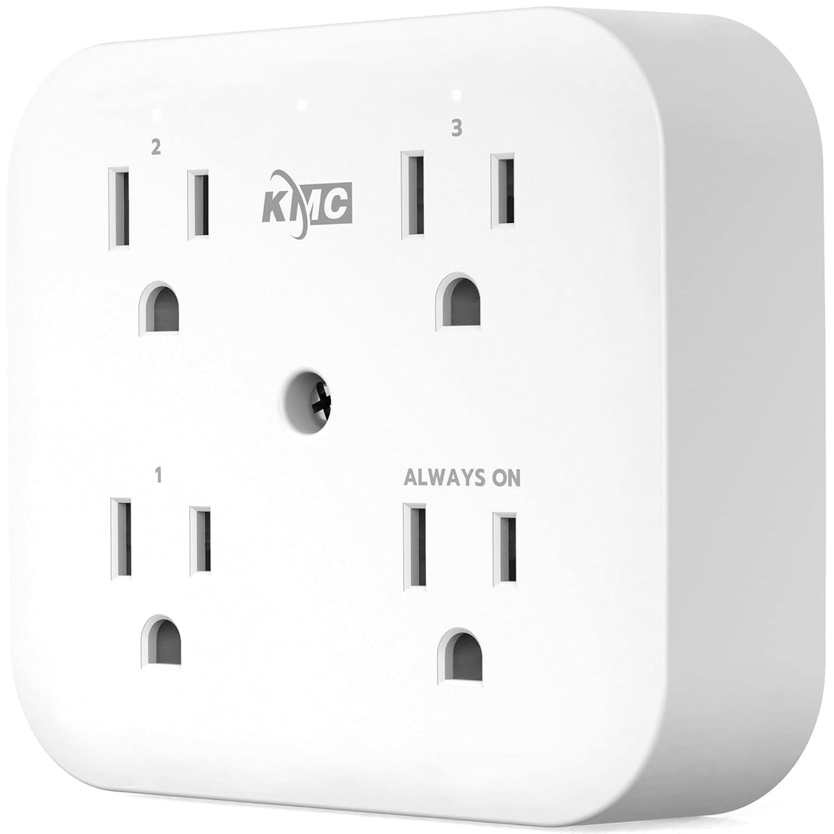 KMC Smart Tap Mini 4-Outlet Wall Mounted Multi Plug Adapter, 3 Independently Controlled Wi-Fi Smart Outlets, Compatible with Alexa & Google Assistant, No Hub Required