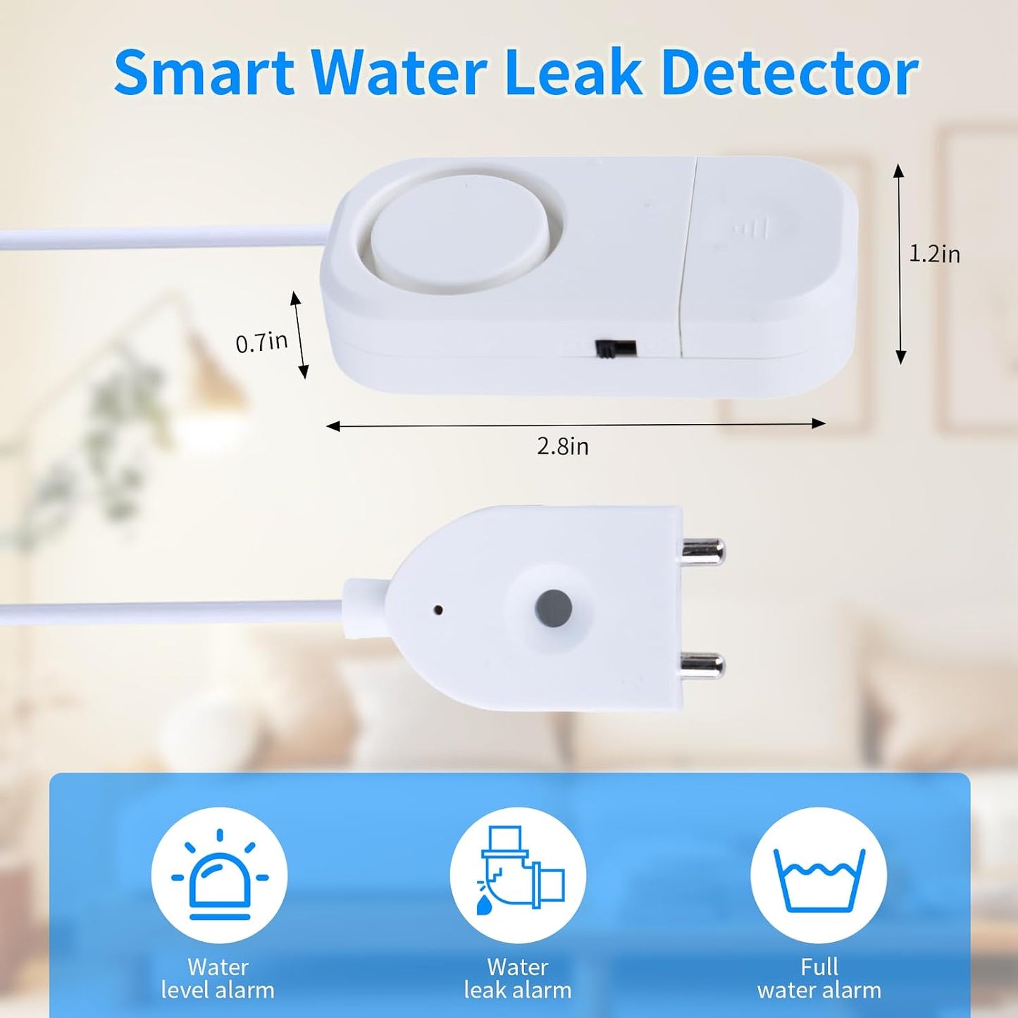 Smart Water Leak Detector, 120dB Adjustable Alarm Suit for Home，Water Sensor for Basement, Water Leak Alarm,3 PCS